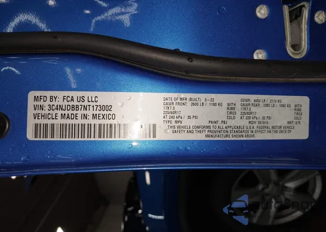 2022 Jeep Compass Latitude 4X4 from USA, damaged, VIN 3C4NJDBB7NT173002